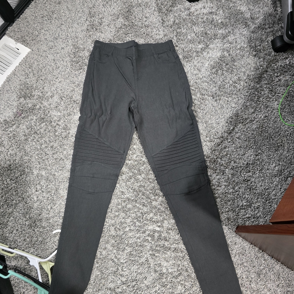 Womens Black Knit Moto Jogger Pants - Unbranded